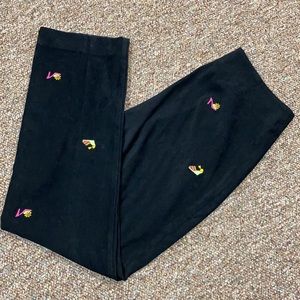 Bellepointe black velvet pants with shoes design.M